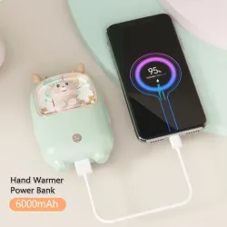 1pc Portable Electric Hand Warmer 6000mAh Power Bank Night Light Handwarmers Digital Display Mini Hands Warmer For Winter