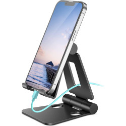 Nulaxy Dual Folding Cell Phone Stand, Fully Adjustable Foldable Desktop Phone Holder Cradle Dock Compatible with Phone 13 12 11 Pro Xs Xs Max Xr X 8, Nintendo Switch, Tablets (7-10"), All Phones