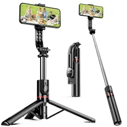 Portable 44 Inch Selfie Stick Phone Tripod With Wireless Remote Control Expandable Smartphone Tripod Stand 360 Degree Rotation Compatible With IPhone 13 12 11 Pro Xs Max Xr X 8 7 6 Plus, Android Samsung Smartphones