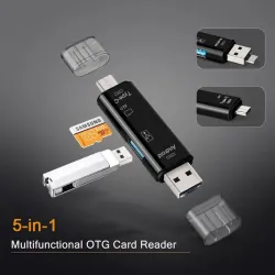 1pc 5 In 1 Multifunction Usb 2.0 Type C/Usb /Micro Usb/Tf/SD Memory Card Reader OTG Card Reader Adapter Mobile Phone Accessories